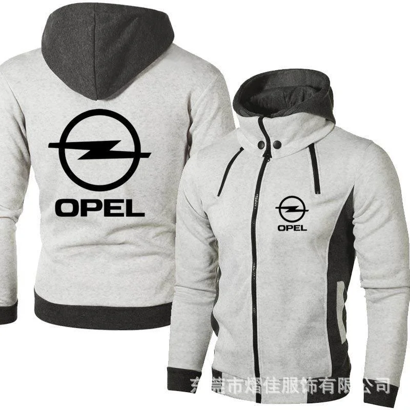 

OPEL Men's Zipper Jacket Man Coats Bomber Jackets Scarf Collar Hoodies Casual Fleece Male Hooded Outwear Slim Fit Hoody