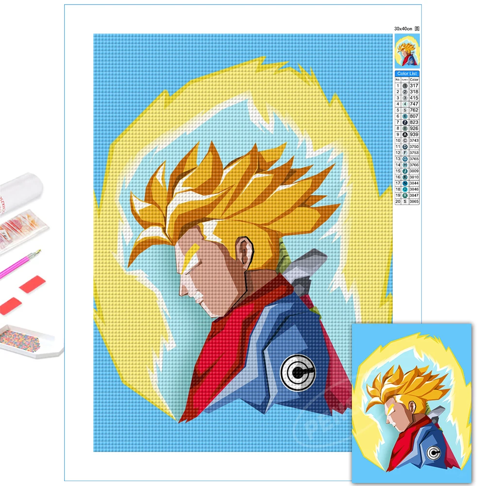 

Home Decor Anime Picture Trunks 5D Diy Diamond Paintings Goku Full Round Drill Embroidery Kits Dragon Ball Boy Cross Stitch Gift