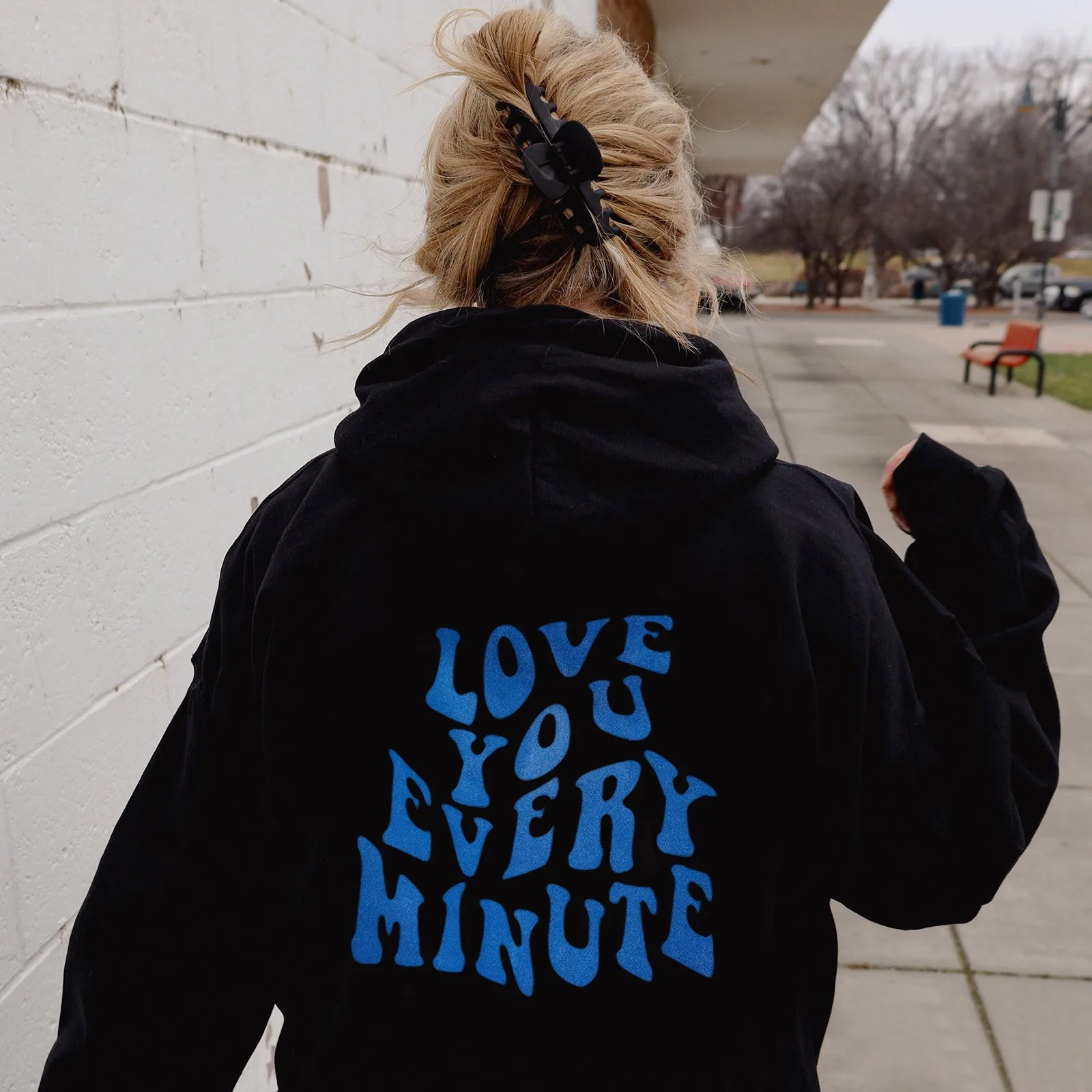 

LOVE YOU EVERY MINUTE Letter Printing Hoodies Sweatshirt Women Fall Winter Casual Loose Pullover Drawstring Hooded Coat Female