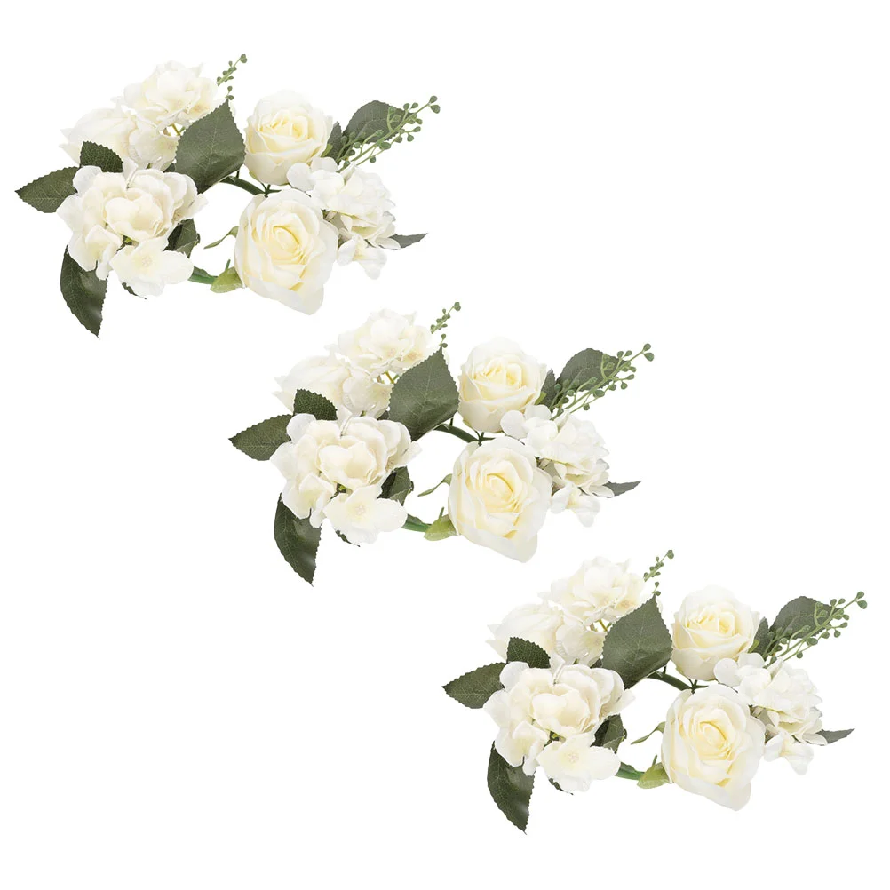 

3 Pcs Wreath Front Door Candlestick Garland Rings Pillar Eucalyptus Leaves White Wedding Layout Props