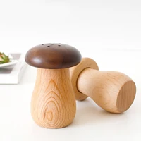 wooden manual toothpick holder mushroom toothpick dispenser storage box with 100 bamboo toothpicks kitchen accessories