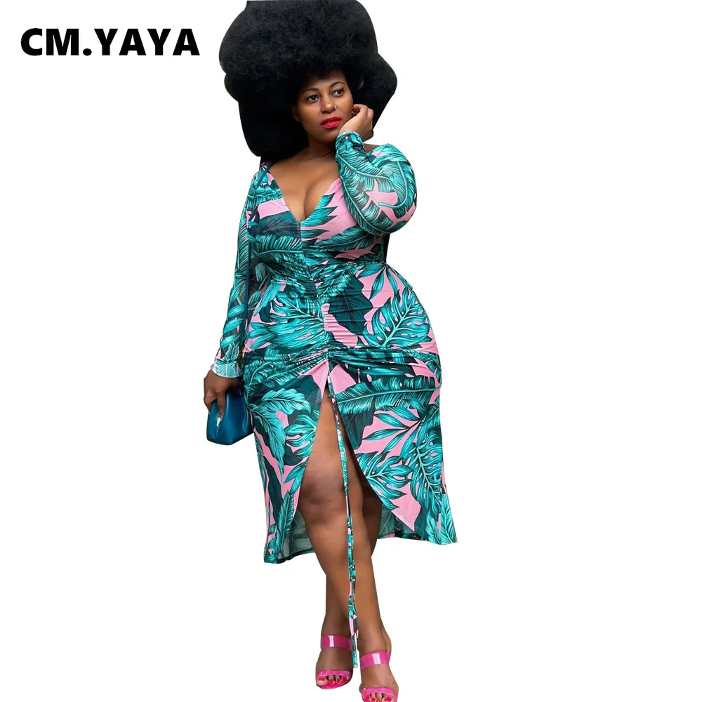 

Женское платье-трапеция с принтом CM.YAYA, винтажные модные платья больших размеров, привлекательные наряды для декольте, осень 2021