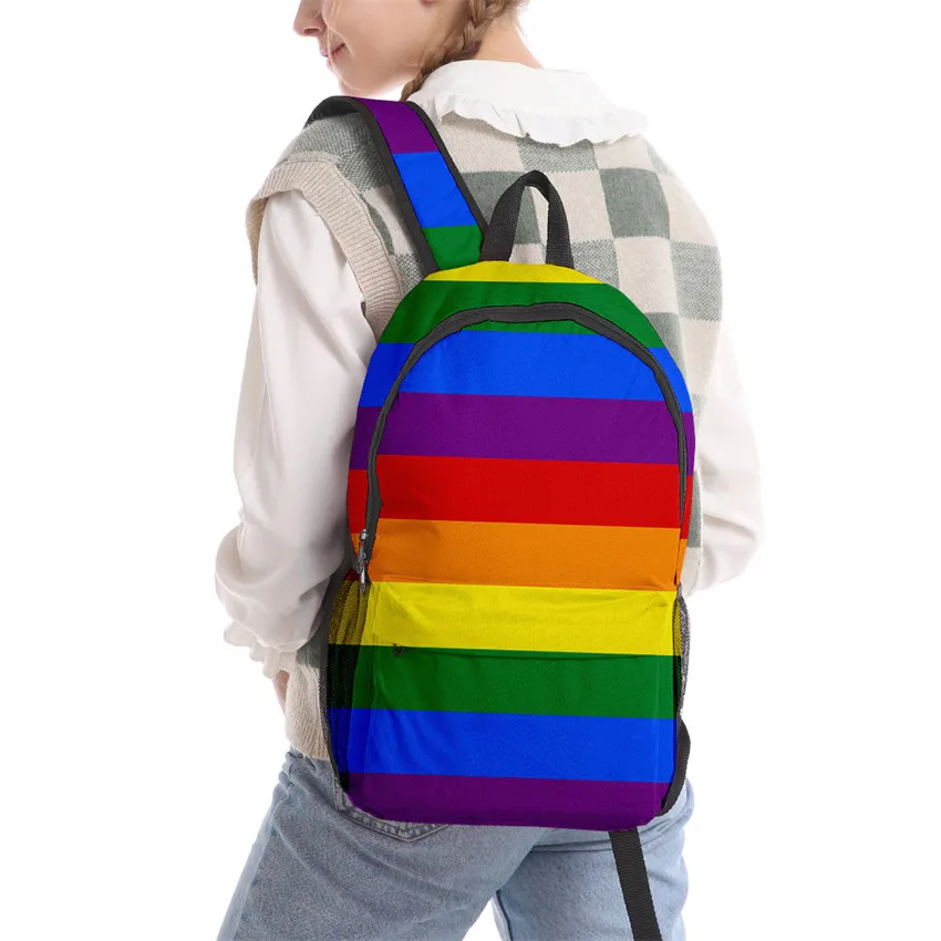 

New in Pride LGBT Rainbow Bag 3D Nylon Bagpack Men Women Rucksack Casual Travel Backpacks Laptop Back Pack Mochila