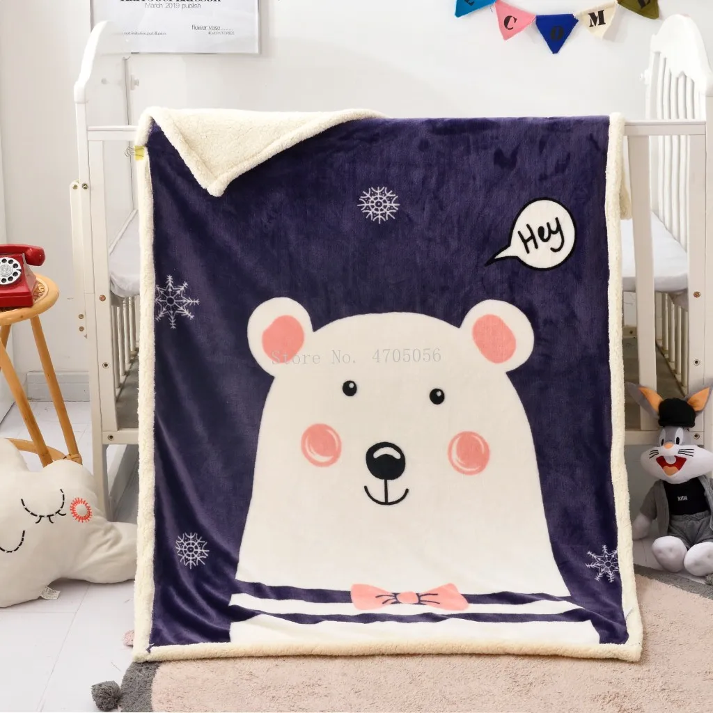 

Bear Rabbit Giraffe Baby Boys Sherpa Blanket Super Soft Throw 100x140cm for Children Girls Gift on Crib Bed Sofa Cover