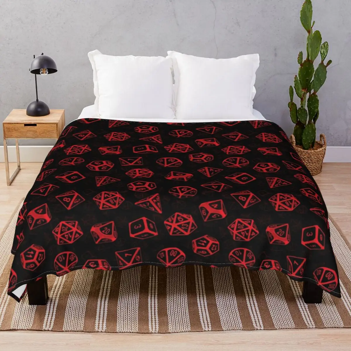

D20 Dice Set Pattern Red Blankets Fleece Textile Decor Warm Throw Blanket for Bedding Home Couch Camp Cinema