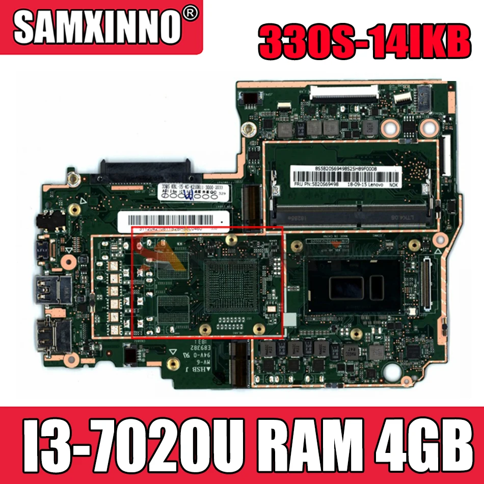 

Материнская плата Akemy для ноутбука Lenovo 330S-14IKB 330S-14AST, Процессор I3 7020U, ОЗУ 4 Гб DDR4, протестирована на 100%, новый продукт