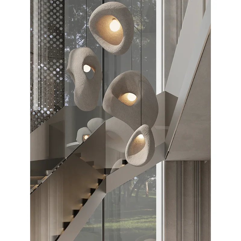 

Декор для комнаты, светодиодная художественная люстра, Подвесная лампа, лестница, ваби-Саби, креативный дизайн, японская домашняя дуплексная интерьерная лампа для гостиной