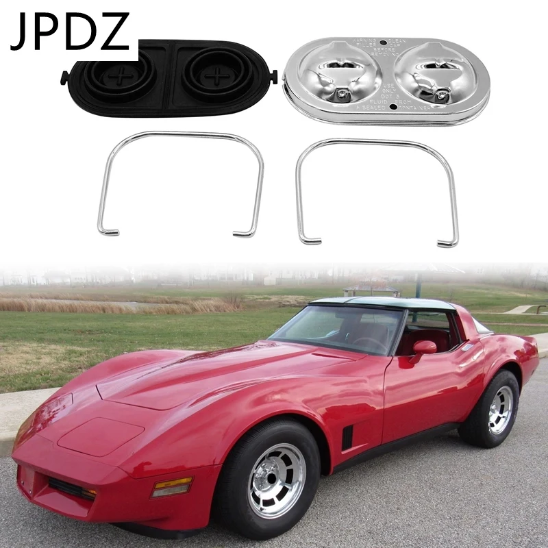 

Brake Master Cylinder Cover with 2PCS Bails Rubber Gasket Chrome Finish Replacement for Chevy Corvette 1967-1982