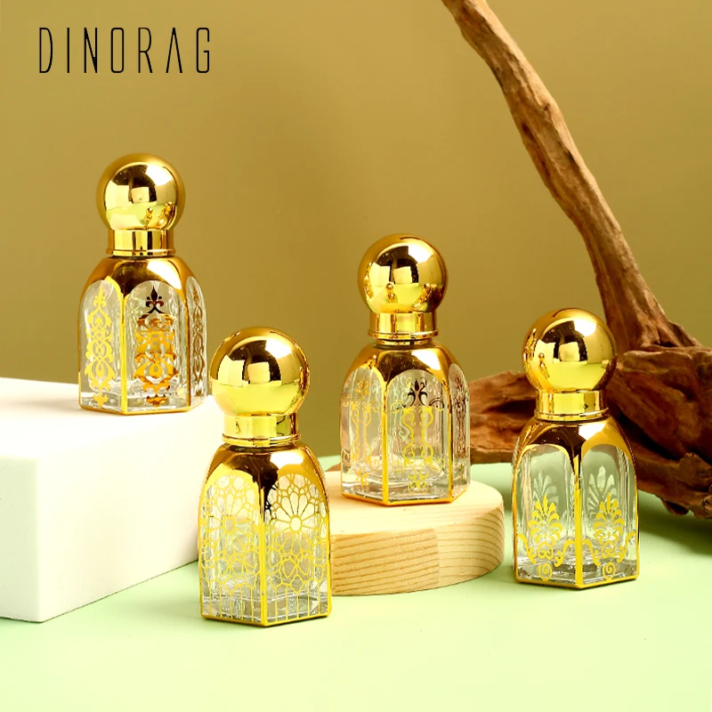 4 adet/takım 15ml lüks parfüm uçucu yağ şişeleri elektroliz altın cam rulo top şişeleri doldurulabilir örnek kapları