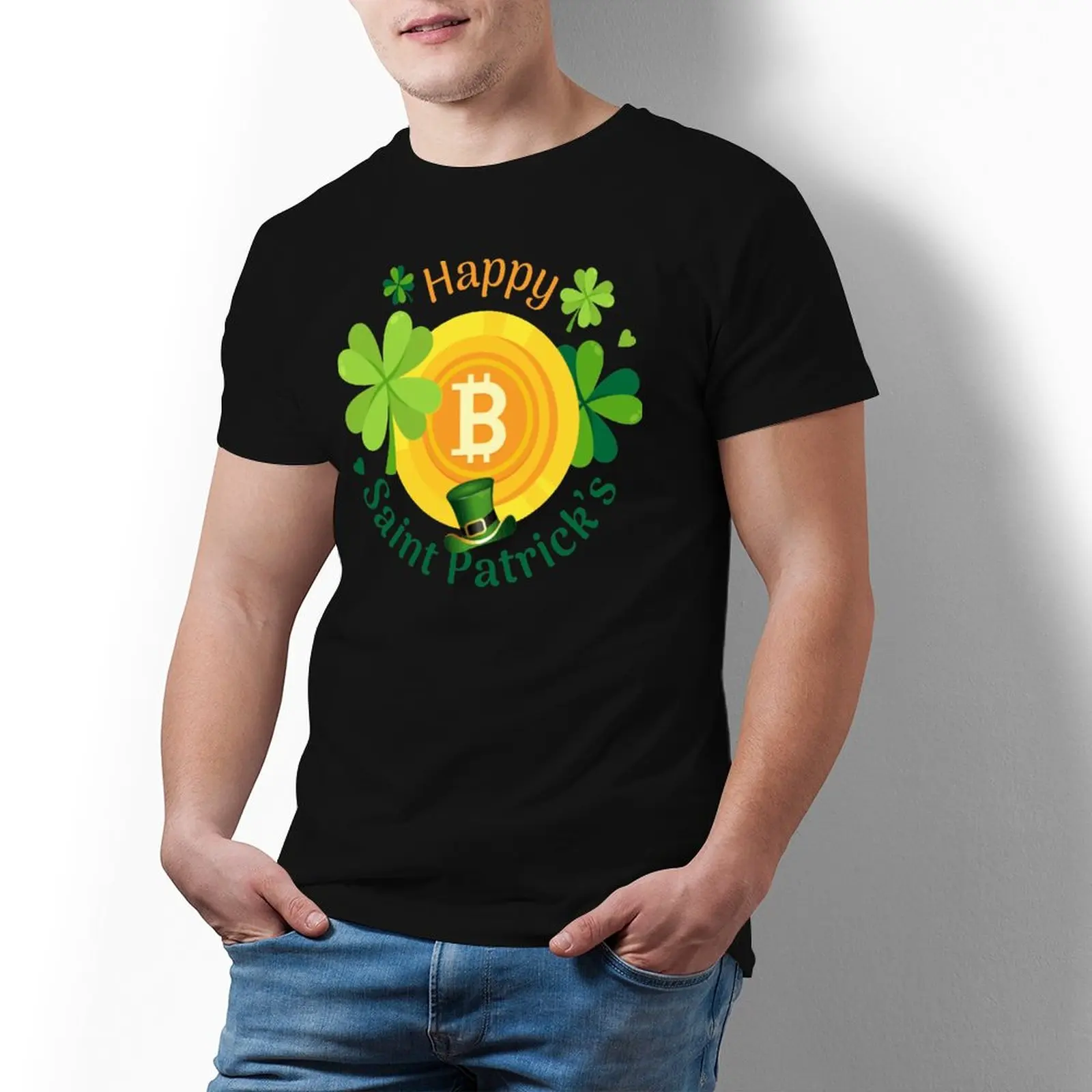 

Crypto St Patrick T-Shirts Festival Trendy T Shirts Round Neck Printed 100% Cotton Tshirt Casual Beach Top Tee Men Plus Size 5XL