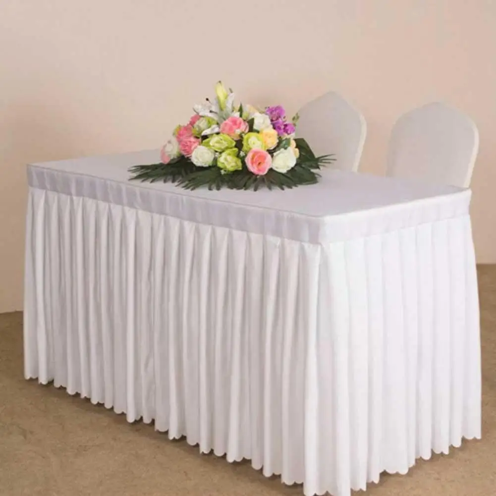 

Rectangle Ruffled Wedding Table Cover Spandex Stretch Cloth Event Banquet Decoration Party Hotel Linen Table Bar Table G9z8