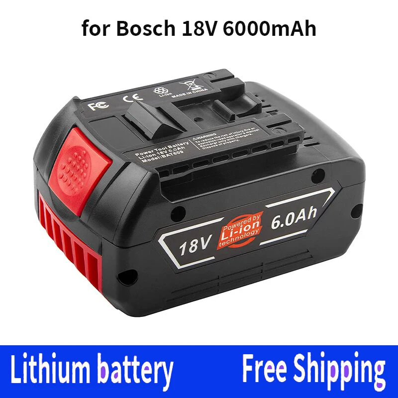 

2022 18V Battery 6.0Ah for Bosch Electric Drill 18V 6000mAh Rechargeable Li-ion Battery BAT609, BAT609G, BAT618, BAT618G, BAT614