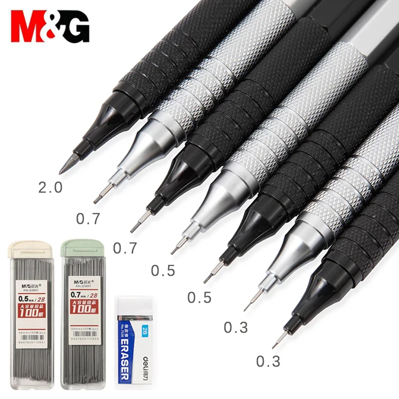 

Pencils Art Escolar Drawing Anime Students Mechanical Metal Leads 0.3,0.5,0.7,2.0mm Pencil With Painting Sketch Set Material
