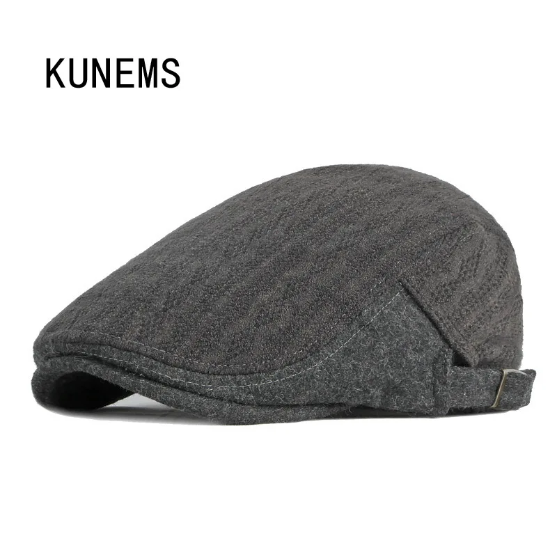 

KUNEMS Autumn and Winter Thickening Newsboy Mens Hat Knitting Berets Middle-aged and Elderly Casual Peaked Cap Dad Hats Gorras