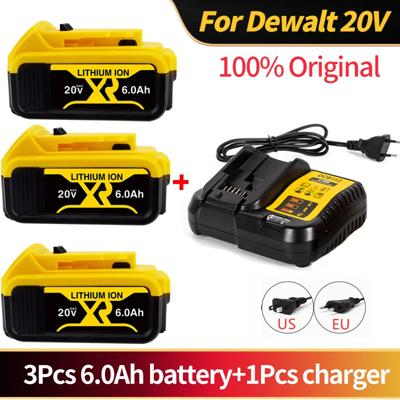 

20V 6Ah MAX XR for dewalt Battery accessories Power Tool for DeWalt DCB184 DCB181 DCB182 DCB200 DCD DCG DCS Serie18Volt Battery