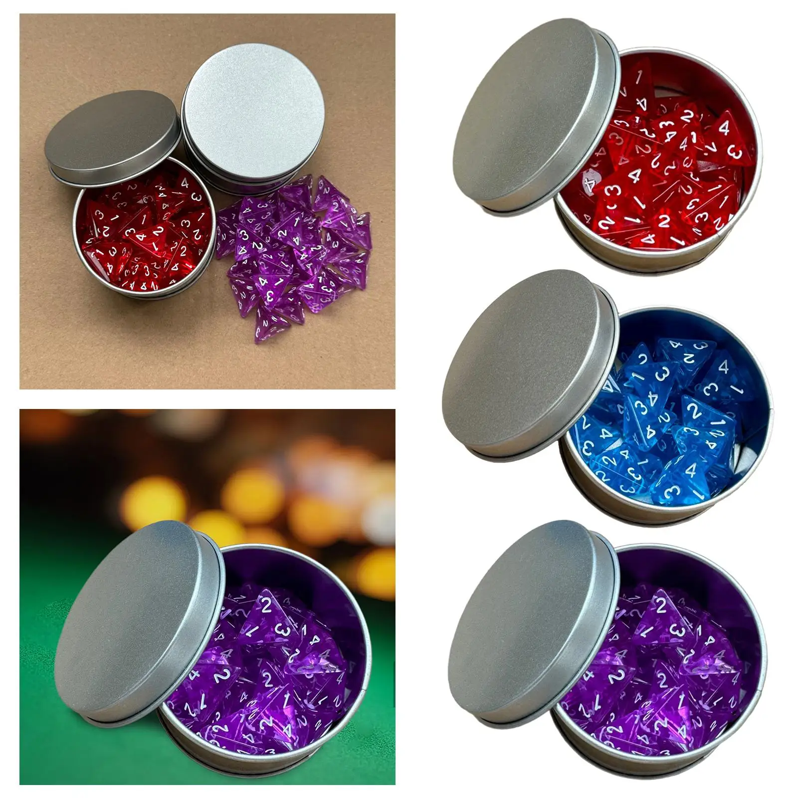 25 Count Pack of 4 Sided Dice Role Playing Game Dices Acrylic Polyhedral Set D4 16mm