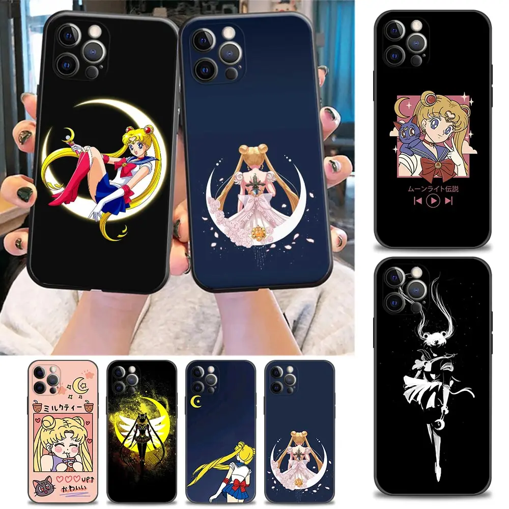 

Cute Anime Sailor Moon Phone Case for iPhone 11 12 13 Pro Max 7 8 SE XR XS Max 5 5s 6 6s Plus Case Soft Silicon Cover BANDAI