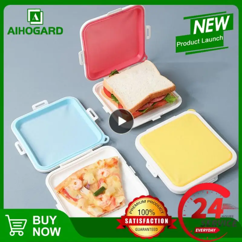 

Food Storage Case Portable Reusable Sandwich Storage Box Microwave Lunch Box Silicone Lunch Box Hamburger Fixed Rack Holder