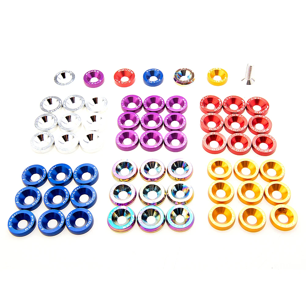 

Universal 10PCS M6 Car Styling Modification JDM Sticker Stickers Password Fender Washer License Plate Bolts Auto Accessories