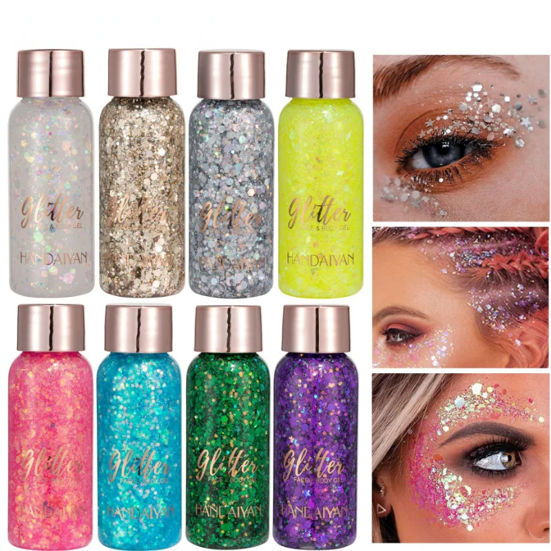 With Smear Spoon Multifunctional Eye Glitter Nail Hair Body Face Glitter Gel Art Flash Loose Sequins Cream Festival Glitter Deco