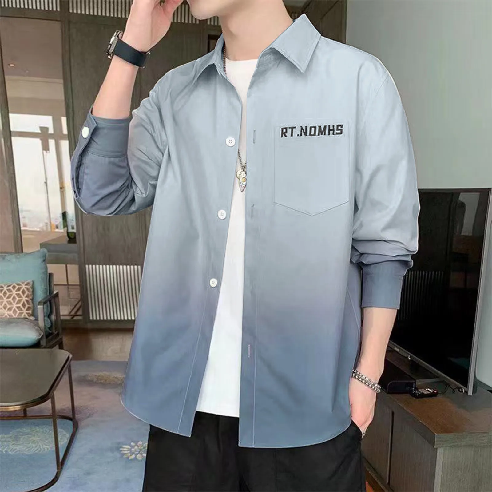 

Bodysuit Romper Men Long Sleeve Autumn Winter Casual Printed Shirts Fashion Top Blouse Shirts Compression Shirt Long Sleeve