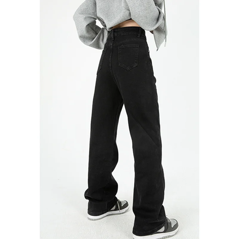 

2023Casual slim-fit pants, Vintage Baggy Black Women's Jeans Straight Loose High Waist Trousers Streetwear Classic Casual Fashi