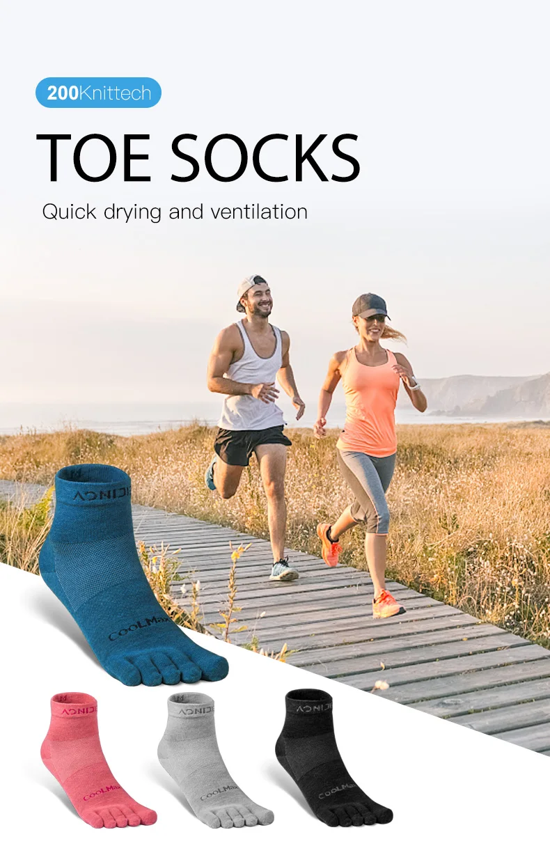 AONIJIE 1 Pair Sports Men's Socks Camping Breathable Five Finger Socks Trekking Cycling Marathon Running Tennis Women's Socks