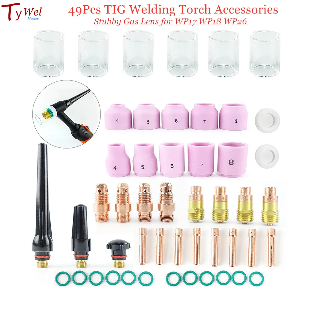 

49 шт., газовые линзы TIG для сварочных фонарь WP17 WP18 WP26 TIG 10