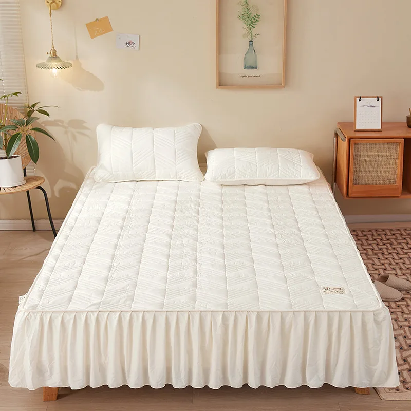 

Category A mother and baby raw cotton thickened soybean quilted bed skirt protective cover fitted sheet bedspread mattress cover