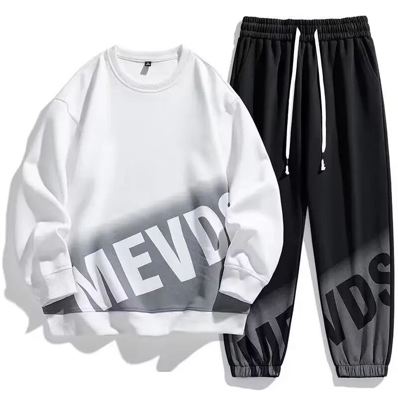 

Elegant Casual Sweatshirt Harajuku Hoodies For Men Vintage Pullovers High Quality Y2k Streetwear 2 Piece Set Oversized Clothing
