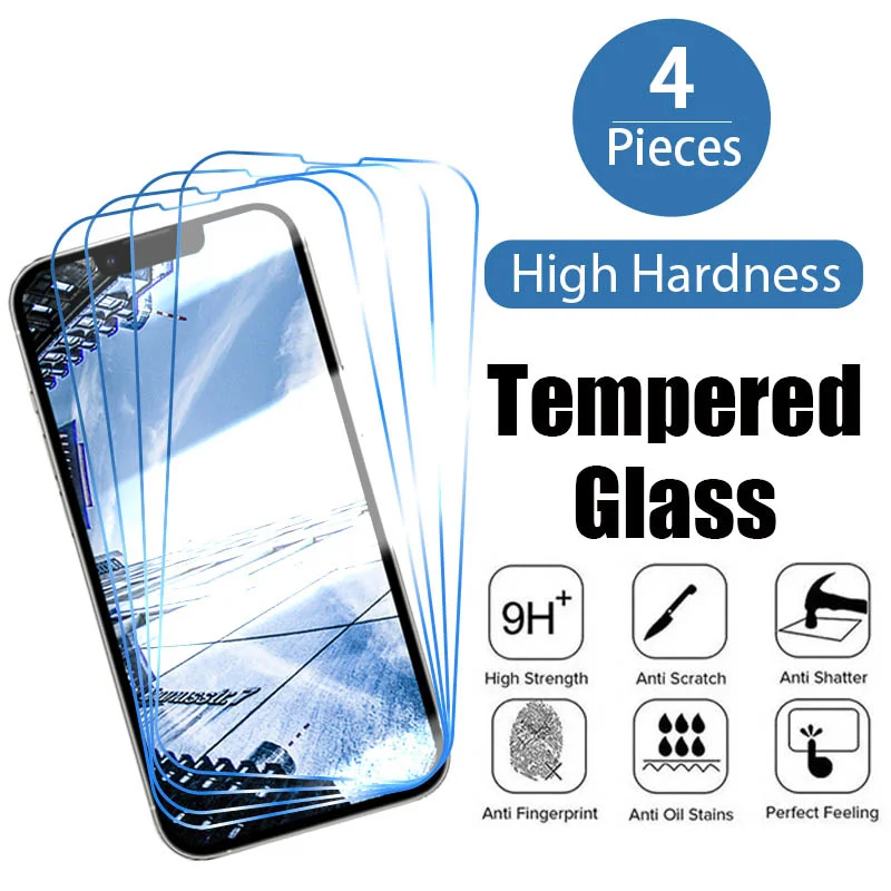 

Защитное стекло для iPhone 13 12 Pro Max Mini 8 7 6 6S Plus, 4 шт.