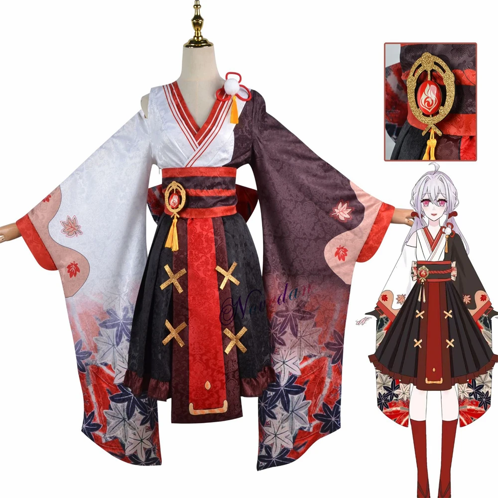 

Game Genshin Impact Cosplay Five Kasen Kazuha Costume Kimono Women Lolita Dress Anime Kaedehara Kazuha Female Cosplay Costume