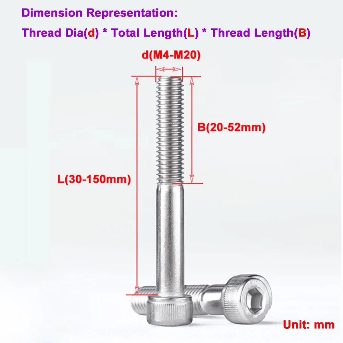 

304 Stainless Steel Round Head Hexagonal Extension Rod Half Tooth Screw M4M5M6M10M20