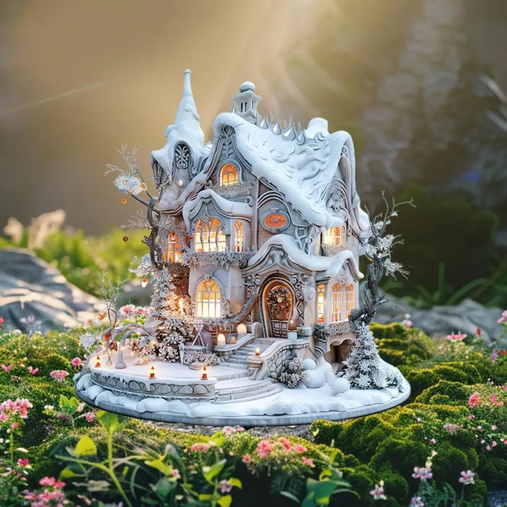 Snowy House Stake 2D плоский акриловый плантатор вставка украшение праздничный цветочный