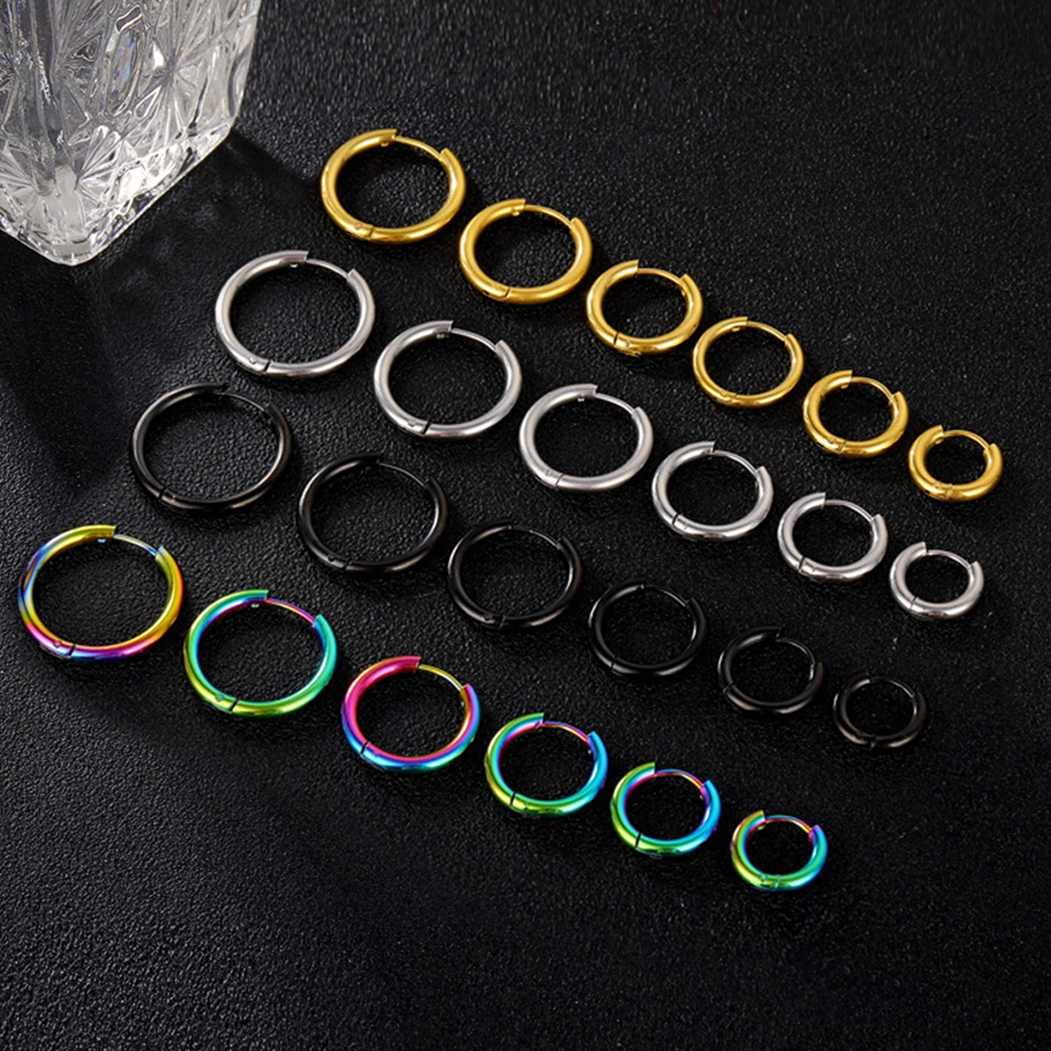 

HIYEE INS Stainless Steel Aperture Earrings Non-fading Waterproof Accessories Everyday Wear Glamorous Women's Jewelry Made