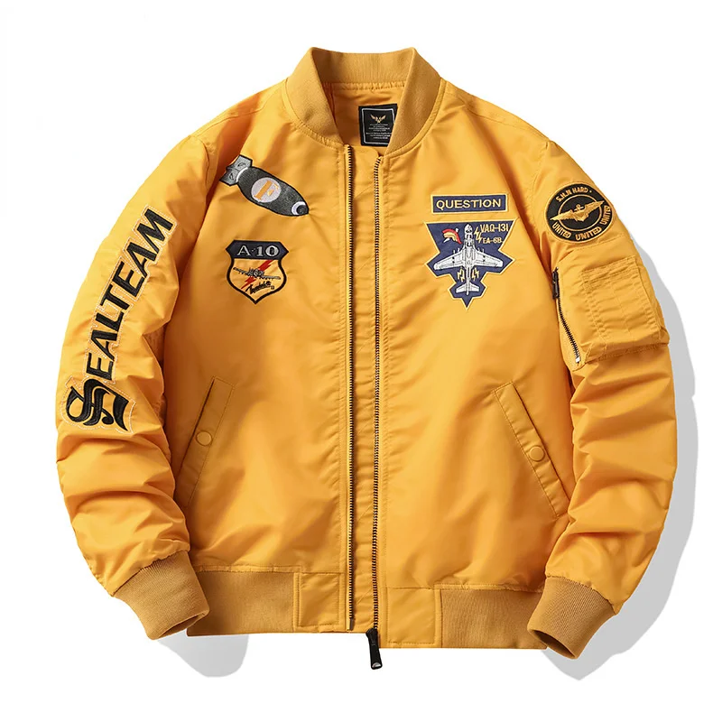

and Autumn Winter New Air Force Pilot Jacket Men's Heavy Industry Embroidered Baseball Uniform Large Size Jacket Tooling Jacket