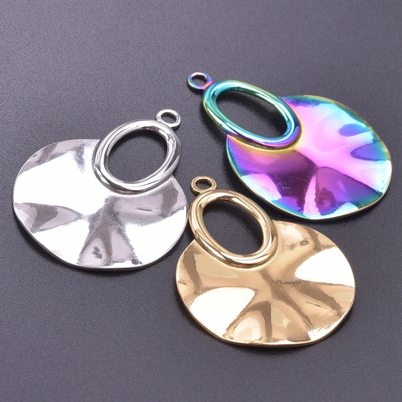 

Mix Irregular Geometry Hollow Round Stainless Steel Charms For Earrings Making Supplies Metal Jewelry Pendants DIY Girl Material