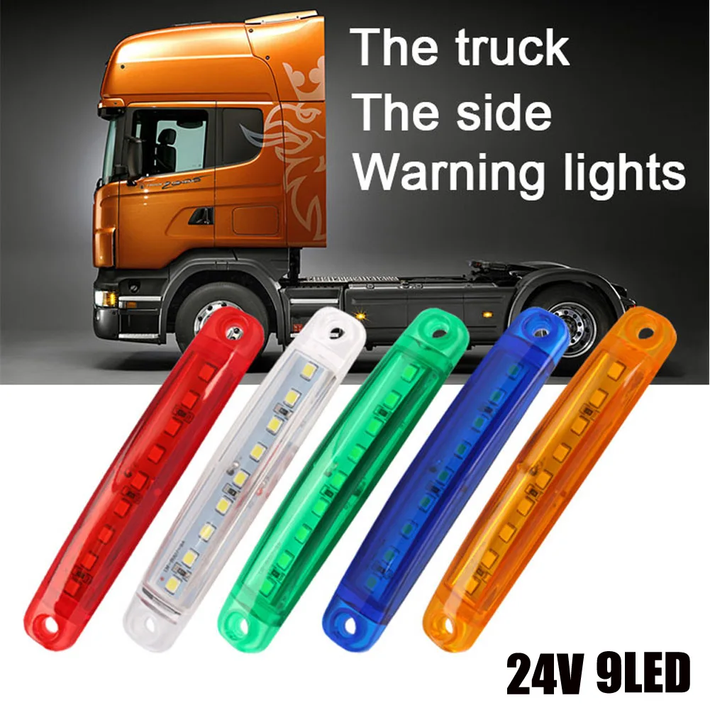 

1*Side Marker Light And Screws ABS Casing+PC Lens+IP67 24V 9LED Auto Side Marker Indicator Lights Car External Lights Tail Light