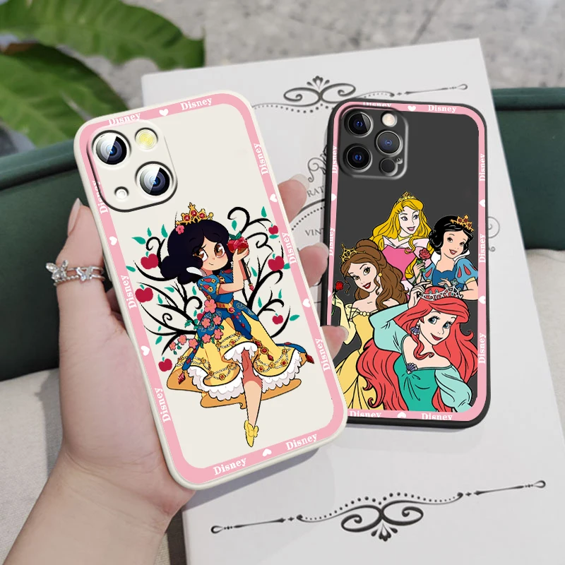 

Disney Princess Girl Cute Liquid Rope Soft Cover Phone Case For Apple IPhone 14 13 12 Mini 11 Pro XS MAX XR X 8 7 SE Armour