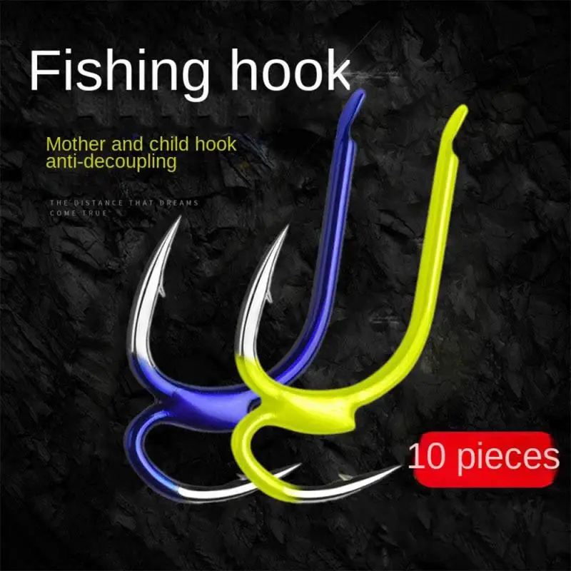 

Рыболовный крючок, желтый, из высокоуглеродистой стали, с двумя прочными наконечниками, острые боевые крючки с зазубринами, рыболовные снасти для морской рыбалки