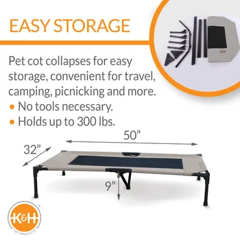 K&H Pet Products Original Pet Cot Elevated Dog Bed X-Large 32 X 50 X 9 Inches 2
