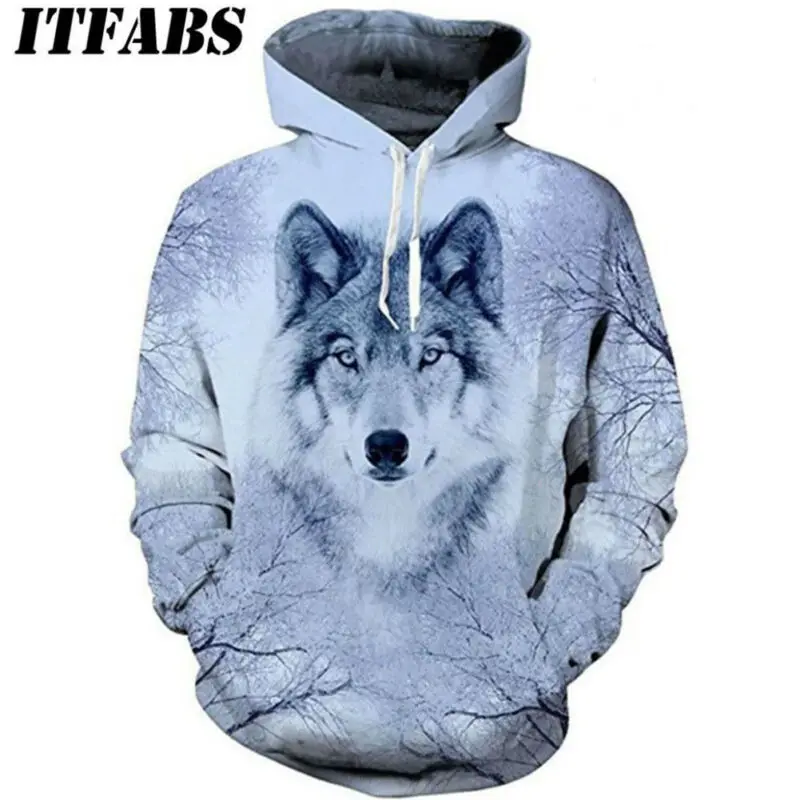 

2022 Fall/Winter Fashion 3D Wolf Print Long Sleeve Hoodie Men's Women's Sweater