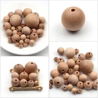 round balls 8 30mm natural beech wooden beads loose spacer beads for jewelry making diy key chain necklaces bracelet accessories