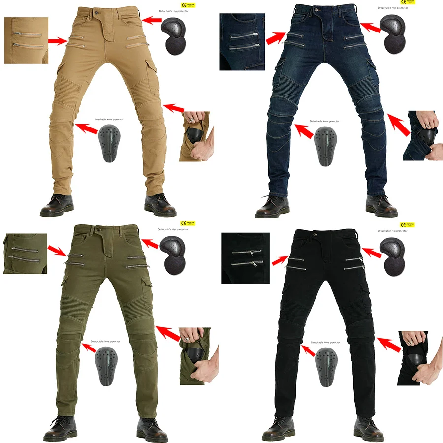

Мотоциклетные брюки, мужские джинсы для езды по бездорожью, брюки для мотокросса на молнии с улучшенным защитным снаряжением, новинка 2022