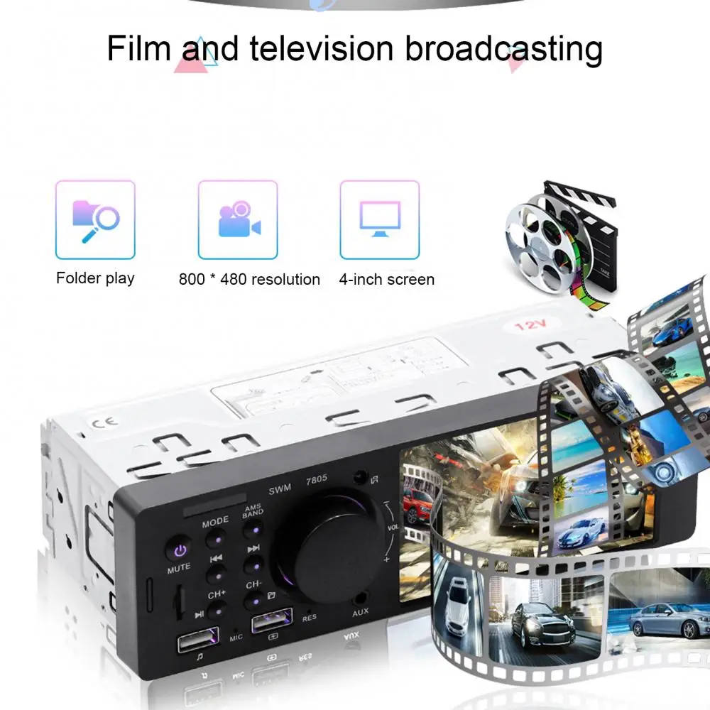 Universal MP5 Player Radio 7805 18.8cmx5.8cmx6.5cm Car 1 Din HD 4.1 inch Screen FM Stereo Audio | Multimedia
