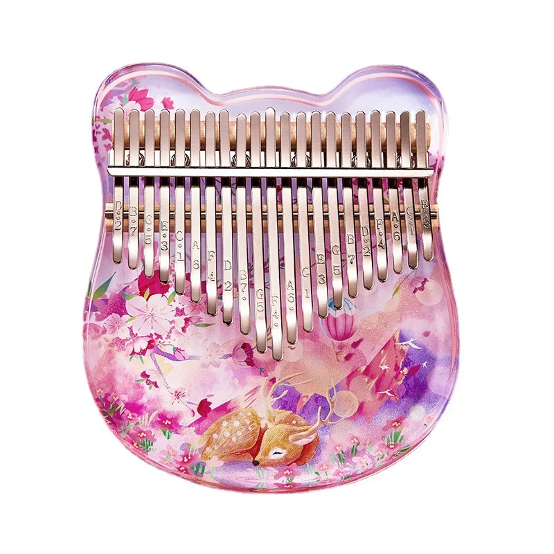 Sakuras Deer Kalimba Finger Piano for Beginner Children Creative Colorful Painting Pattern Stage Performance Musical Instruments