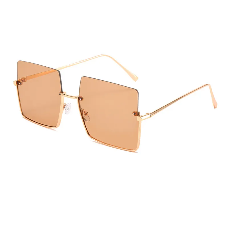 

Очки солнцезащитные женские в стиле ретро, модные брендовые большие квадратные солнечные очки в металлической полуоправе, дизайнерские