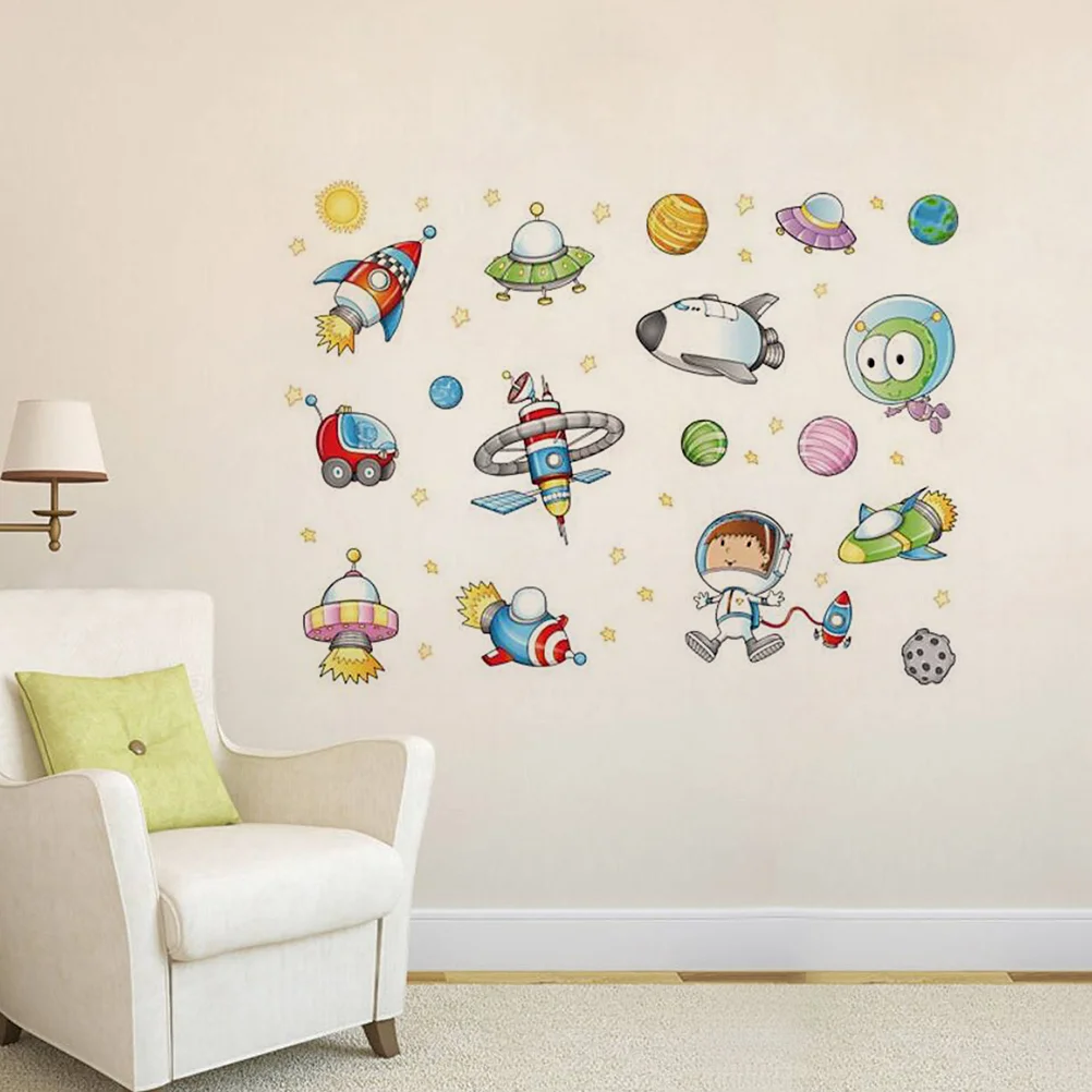 

Space Wall Stickers Kids Astronaut Spaceship Wall Decals Removable for Kids' Bathroom Toddlers' Bedroom and Nursery Rooms