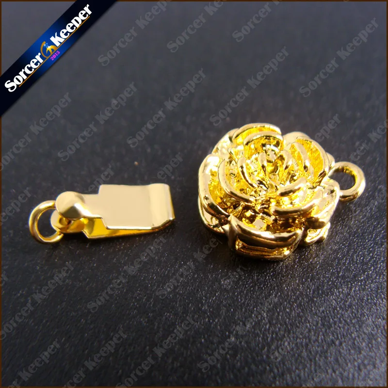 10 PCS Wholesale 1 Strings Filigree Yellow Gold Plating Flower Box Clasps 16X11mm FINDINGS Pearl clasp beads Free shipping |