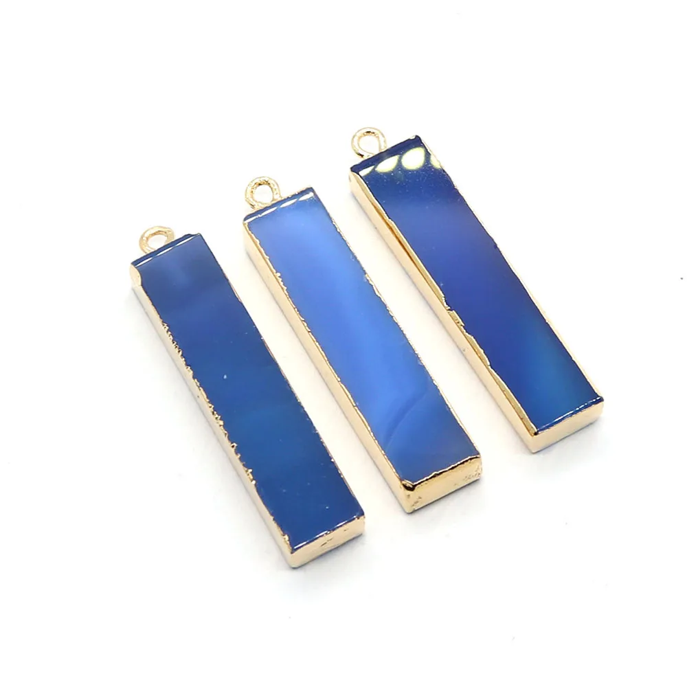 Прямоугольный кулон из натурального камня оникс с кристаллом 8x39 мм